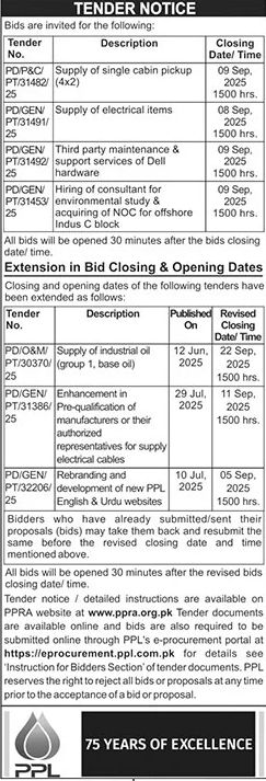 PPL Tender Notice
